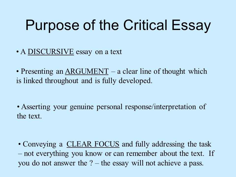 Critical purpose essay